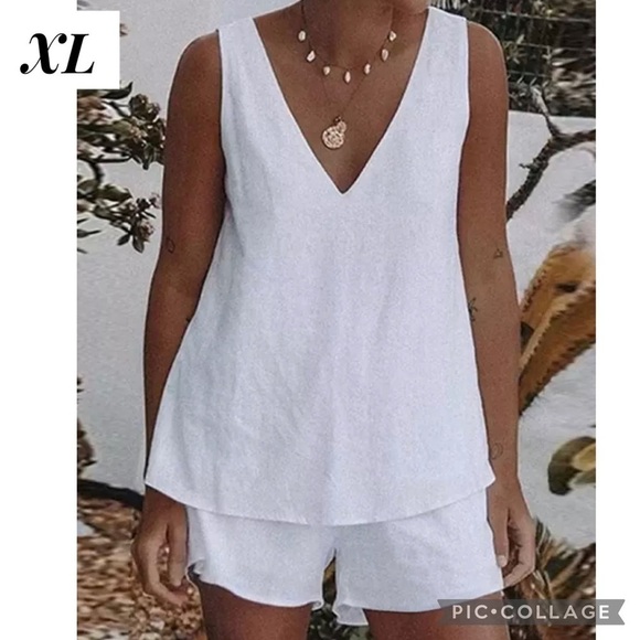 Blu Trends Pants - Two Piece Shorts Set - White or Sunset